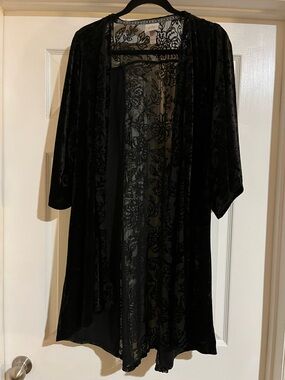 Knox Rose Velvet Burnout Bell Sleeve Cardigan